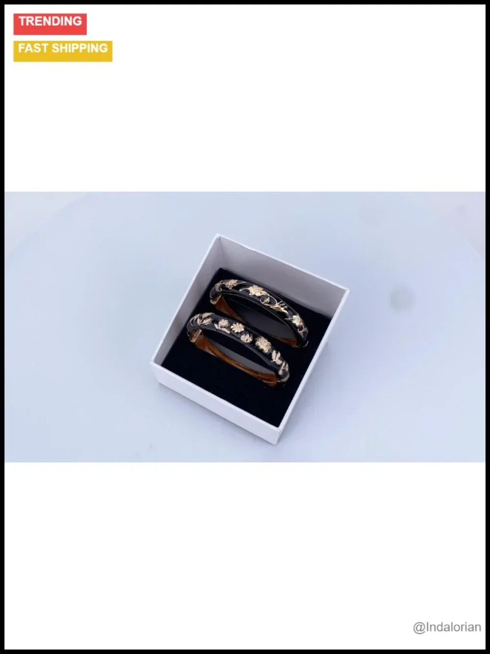 Cloisonne Enamel Cuff Bangle Bracelet Set - Floral Metal Jewelry Gift